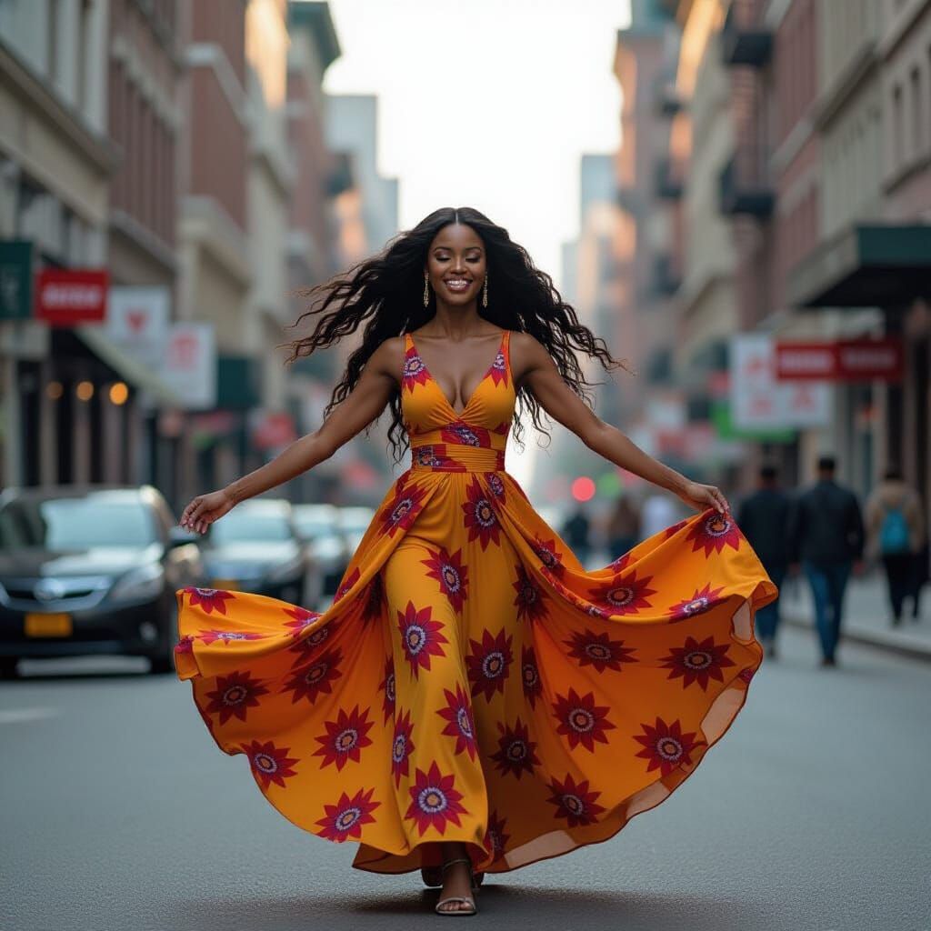 African Lady Applying Perfume in City Street Cinematic Film ...