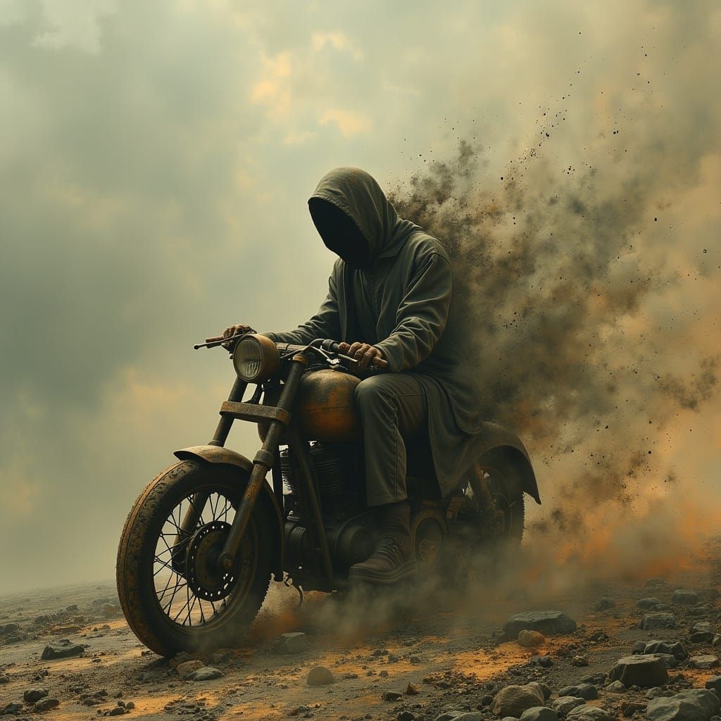 Spectral Reaper at the Crossroads in Dark Oil Paint Style