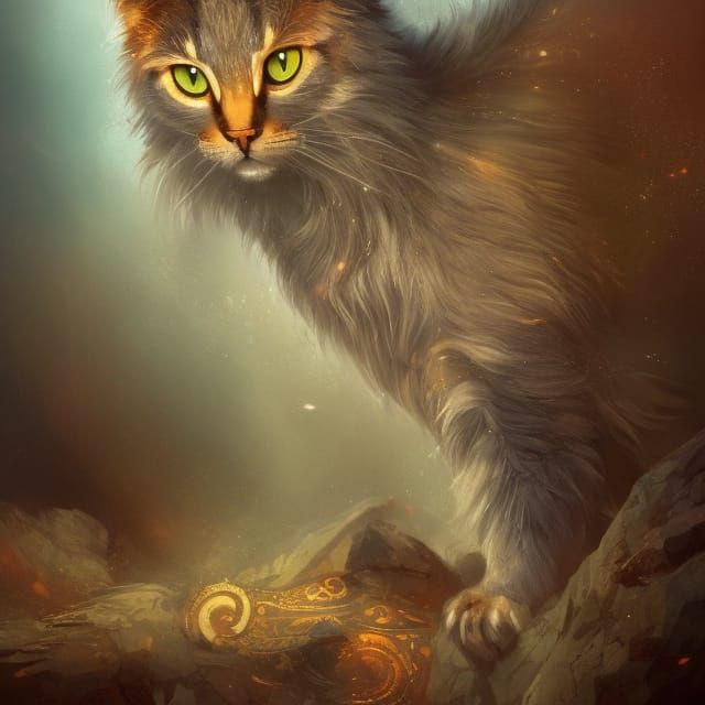 Mystical Cat Divinity in Hyperdetailed Concept Art