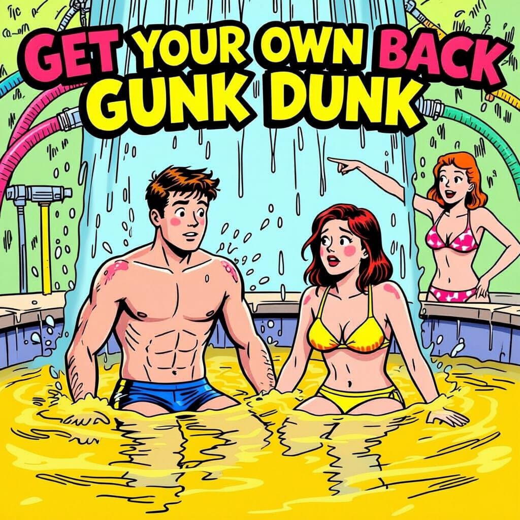 Couple Endures Gunk Dunk in Comic Art Style