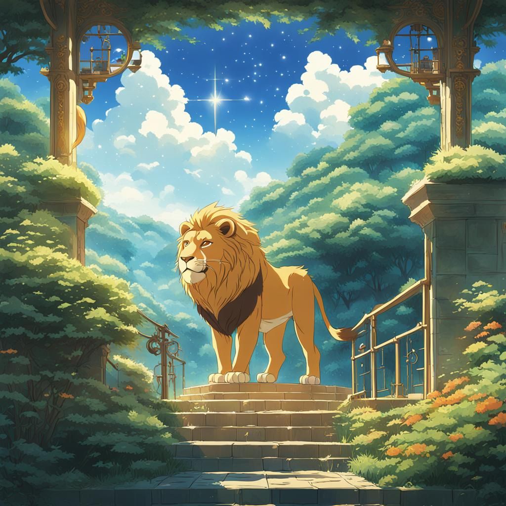 Leo Zodiac Sign in Studio Ghibli Anime Style