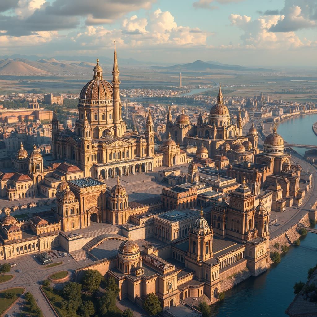 Futuristic Neo-Byzantine City on Plains