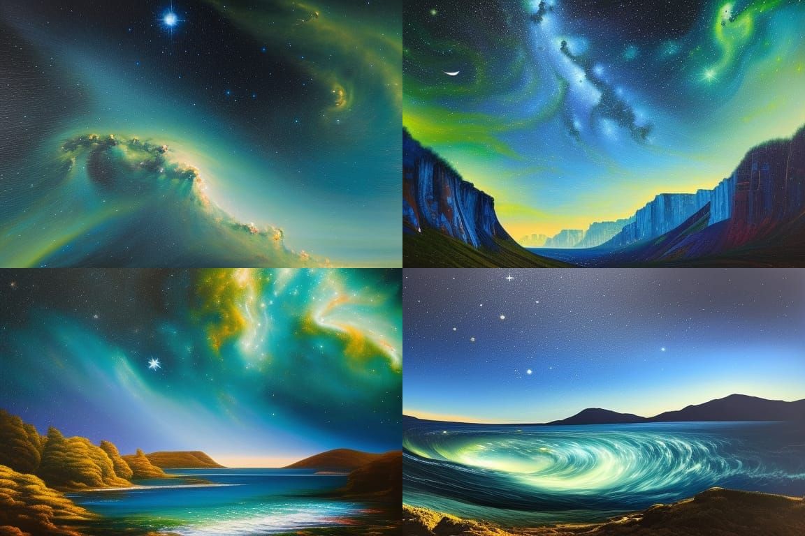 Turbulent Starry Night Sky as Oil Painting