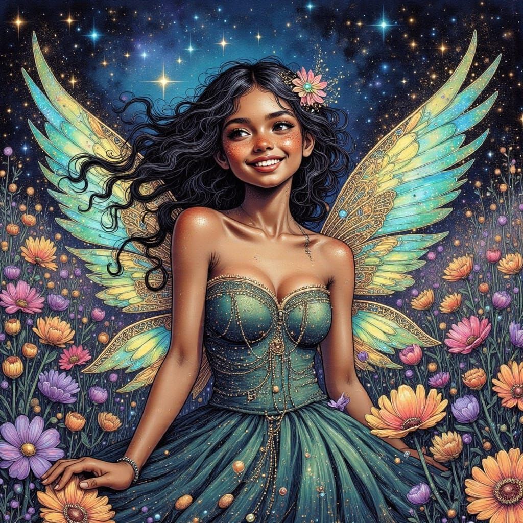 Ethereal Cosmic Goddess in Alien Landscape