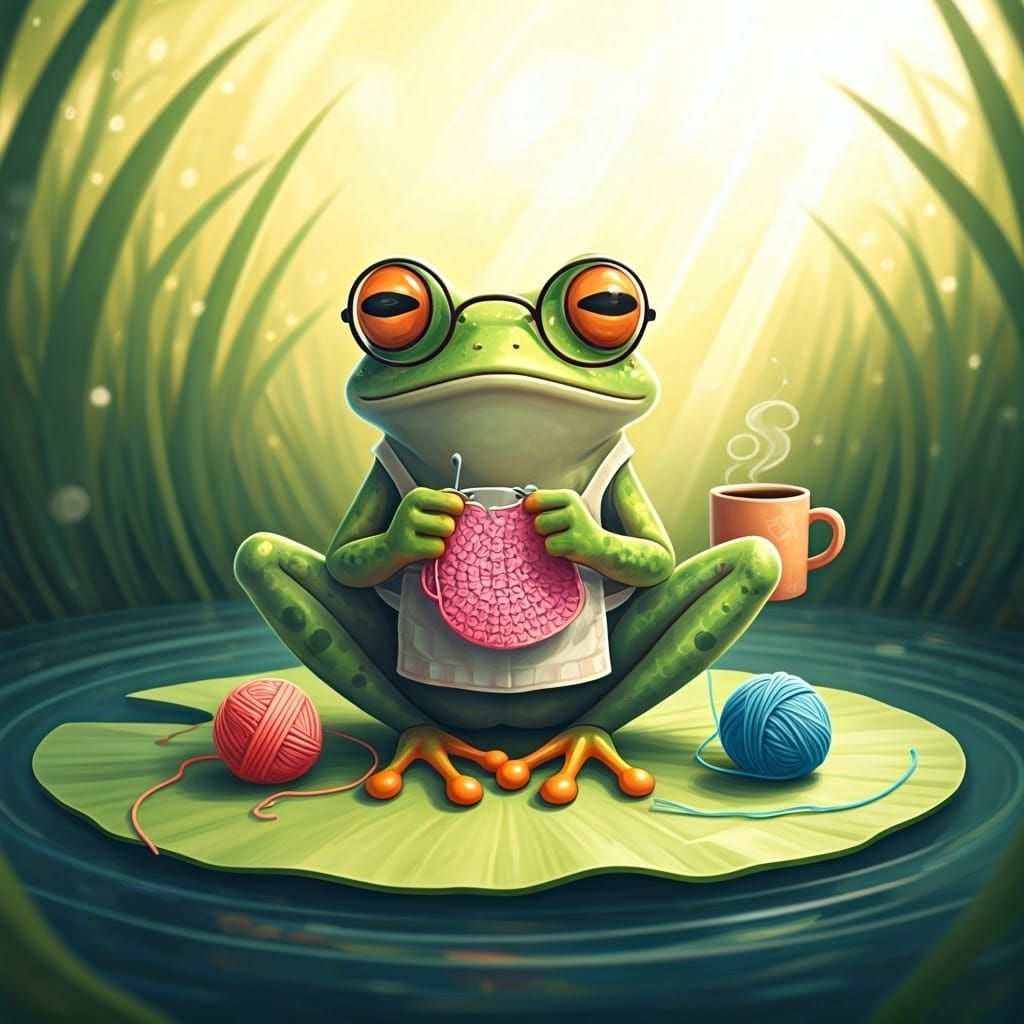 Frog Craftsman in Kawaii Style