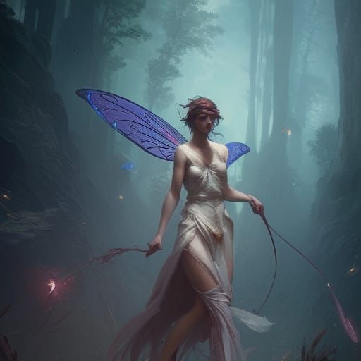 Detailed Fairy in Dark Fantasy Style