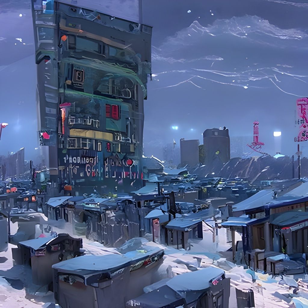 Dystopian Cityscape at Night: Hyperdetailed Digital Illustra...
