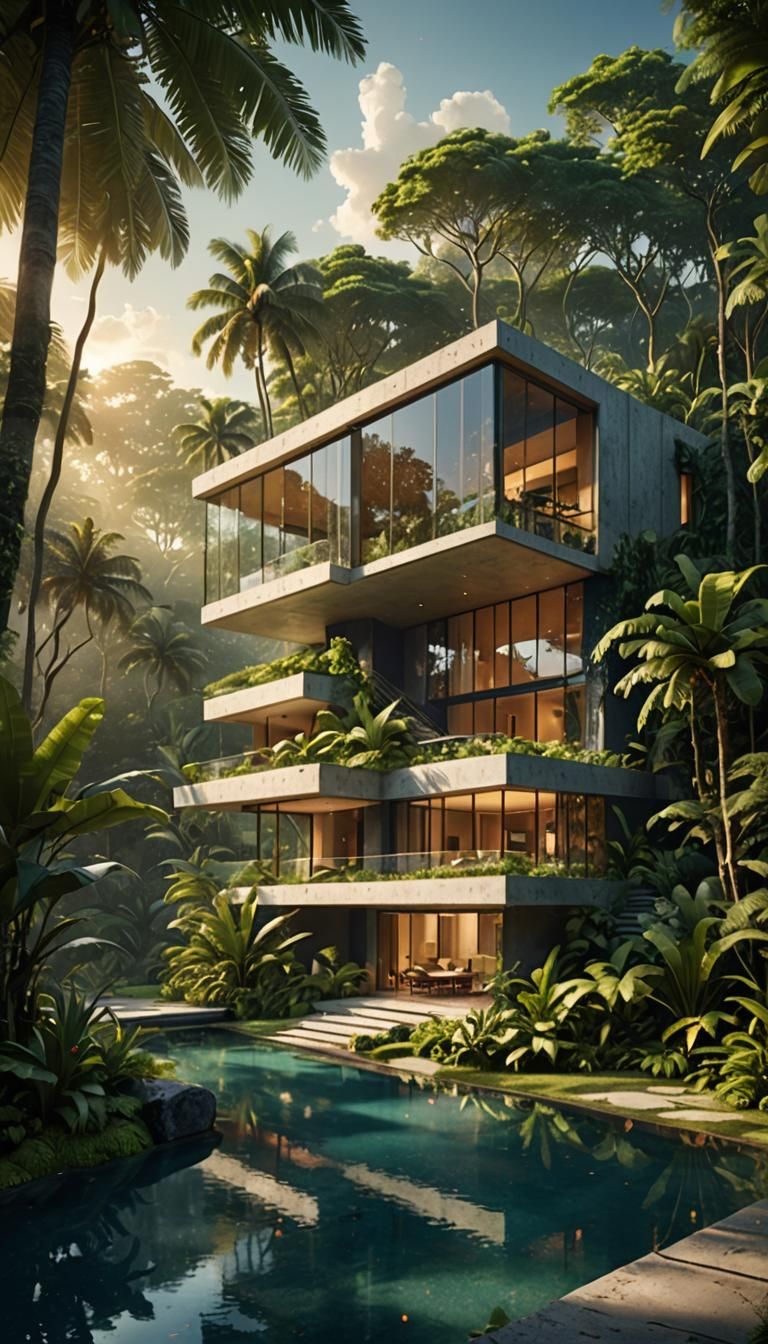 Modernist Villa in Lush Tropical Landscape