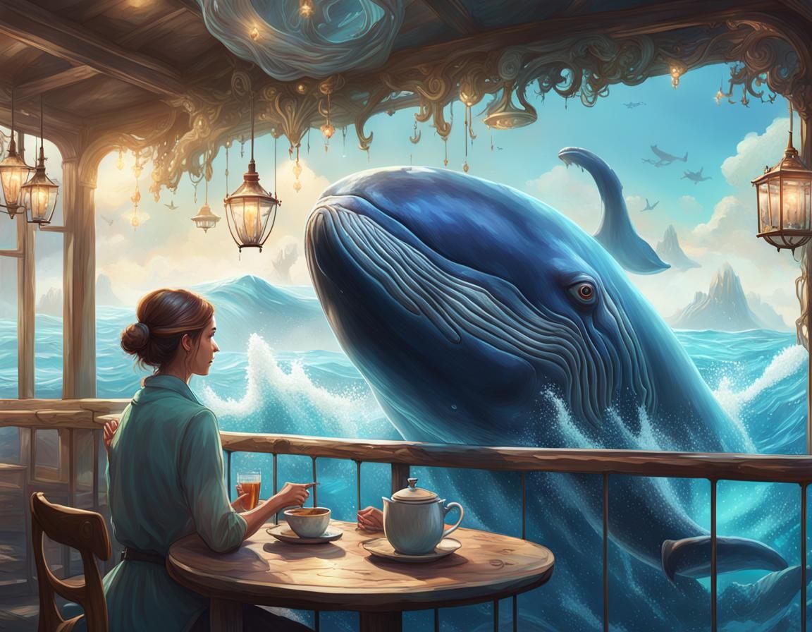 Whale Cafe in Clear Blue Ocean