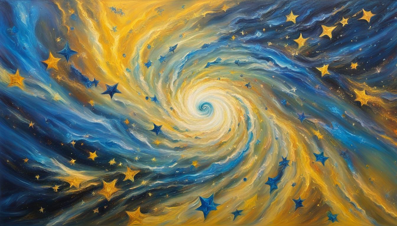 Cosmic Impressionism: Swirling Star Cluster in Oil Painting