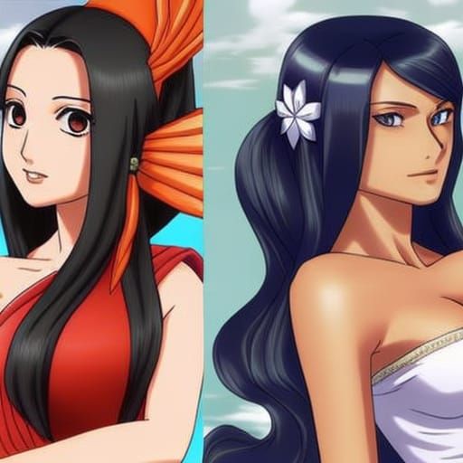 Nico Robin and Nami in Sarees, Oda Style
