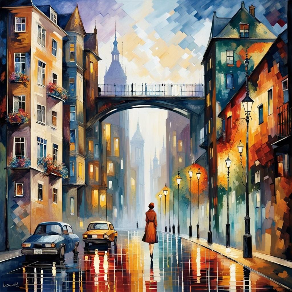 Girl in Maximalist Style Cityscape