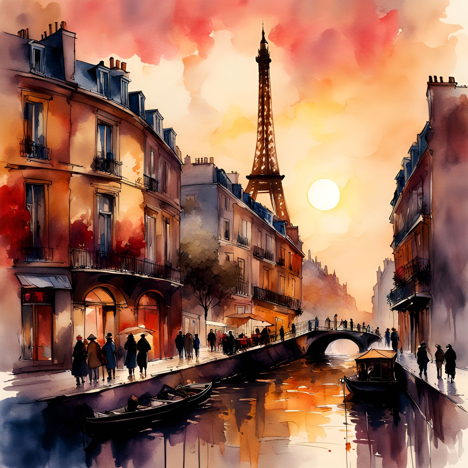 Paris 1821: Ink and Watercolor Cityscape