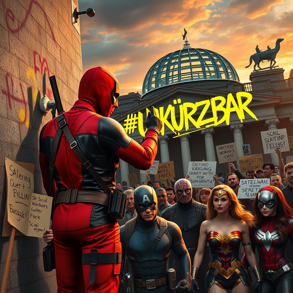 Deadpool's Bundestag Graffiti: A Superhero Spectacle