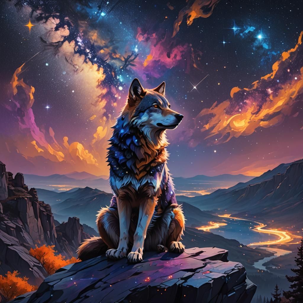Galactic World Wolf Fantasy Concept Art