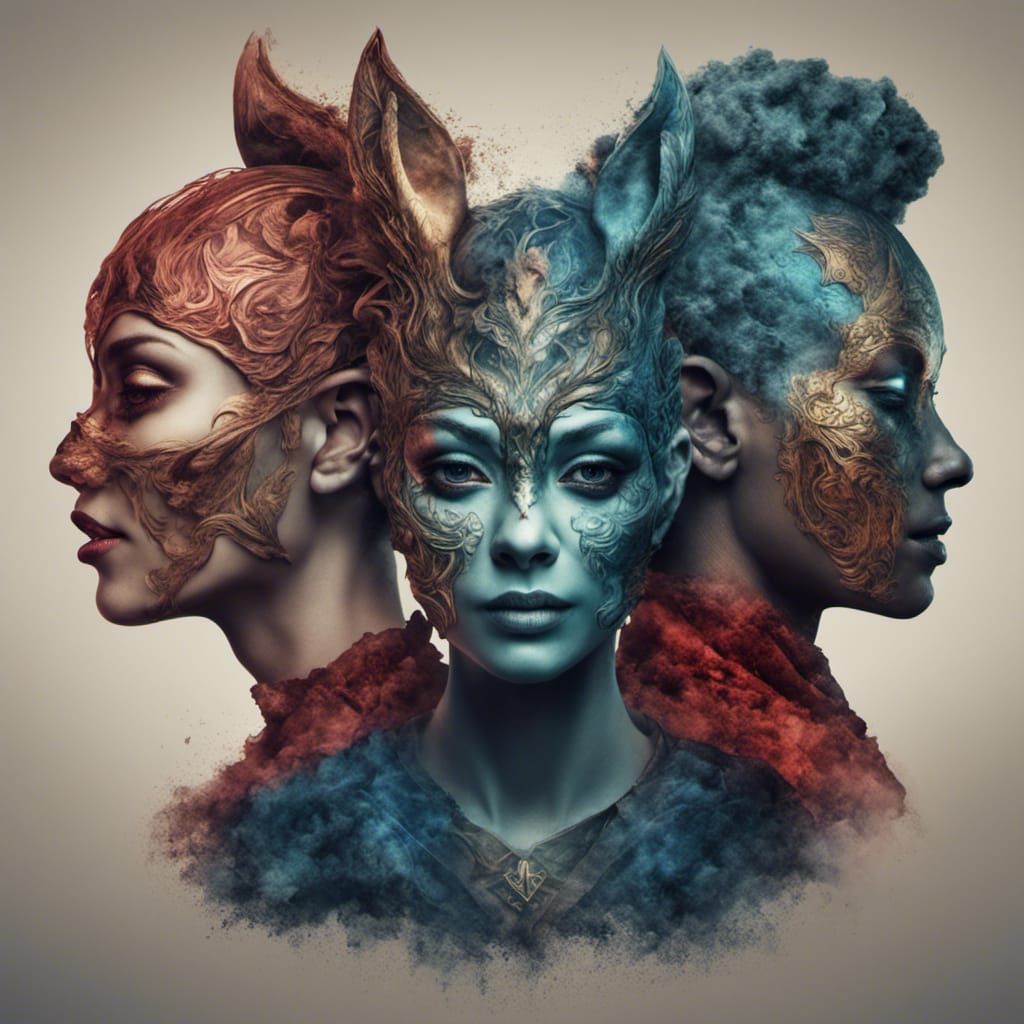 Three Human Heads: A Surreal Portrait
