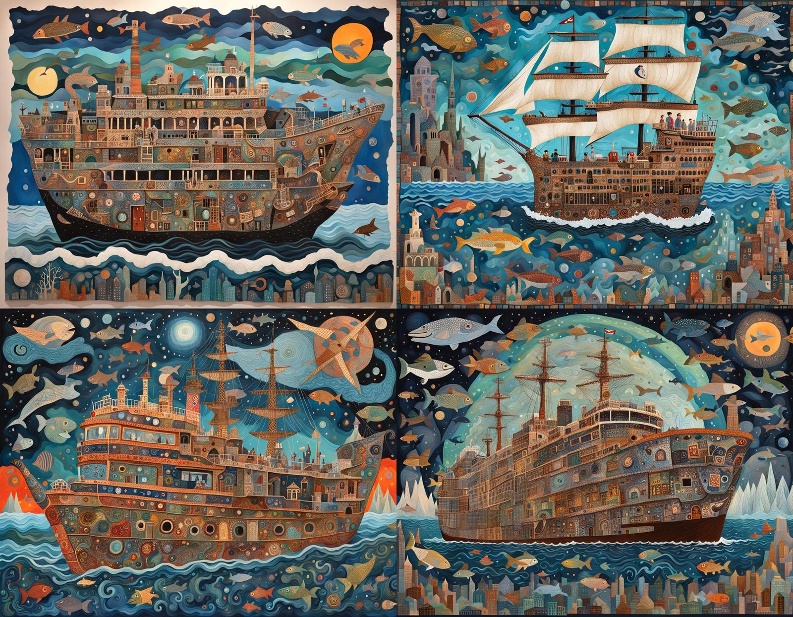 Poseidon Adventure Ship Disaster: Whimsical Folk Art