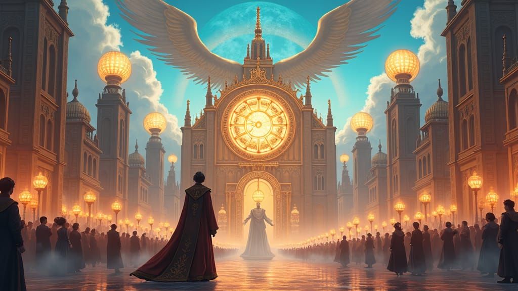 Cathedral of Timekeepers: Anime Style Scene