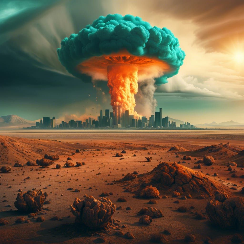 Post-Apocalyptic Nuclear Cloud in Photorealistic Style