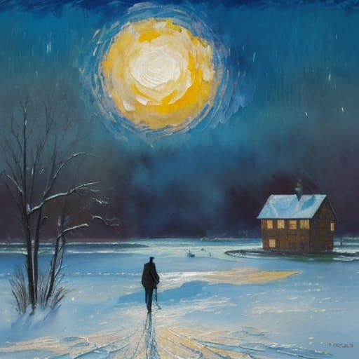 Expressionist Winter Scene in Neo-Impressionist Style