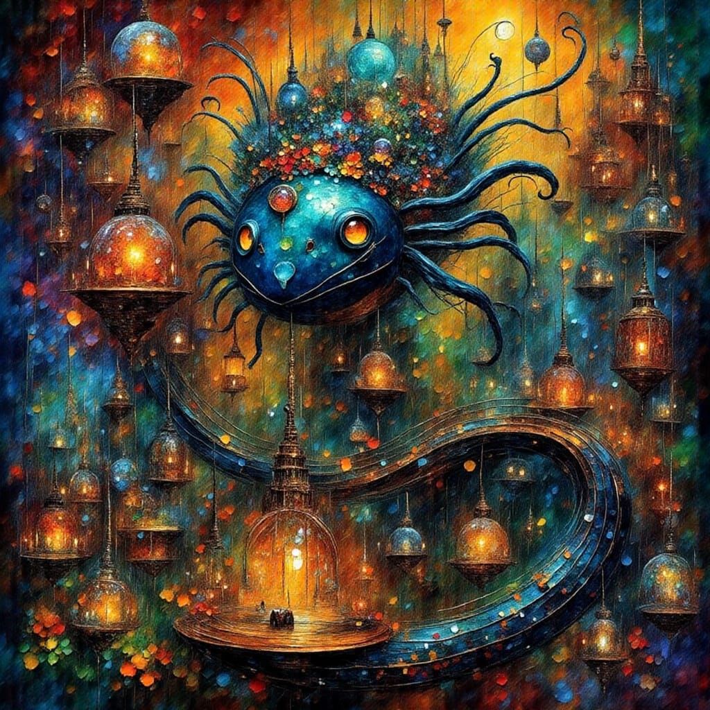 Surreal Diamond Landscape with a Colorful Lollipop