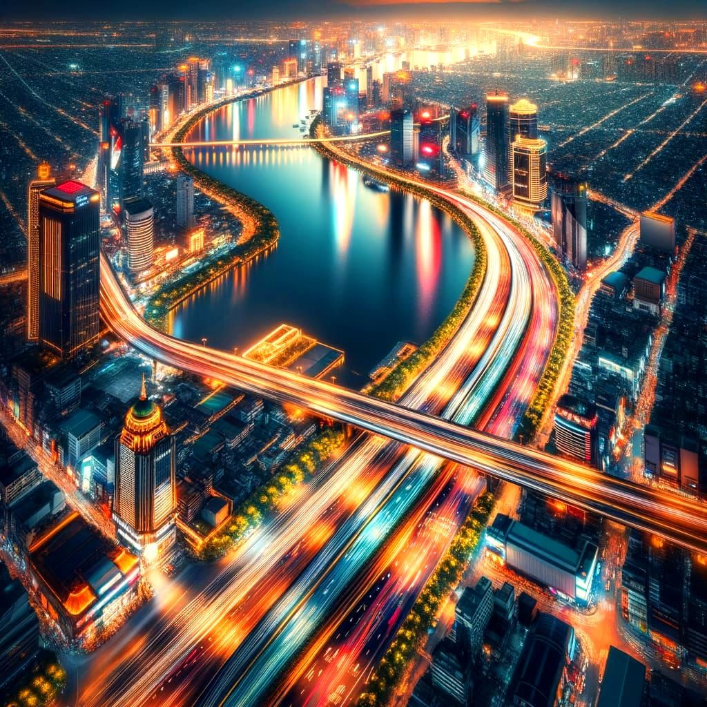 Night Metropolis: Bird's Eye View in 8K