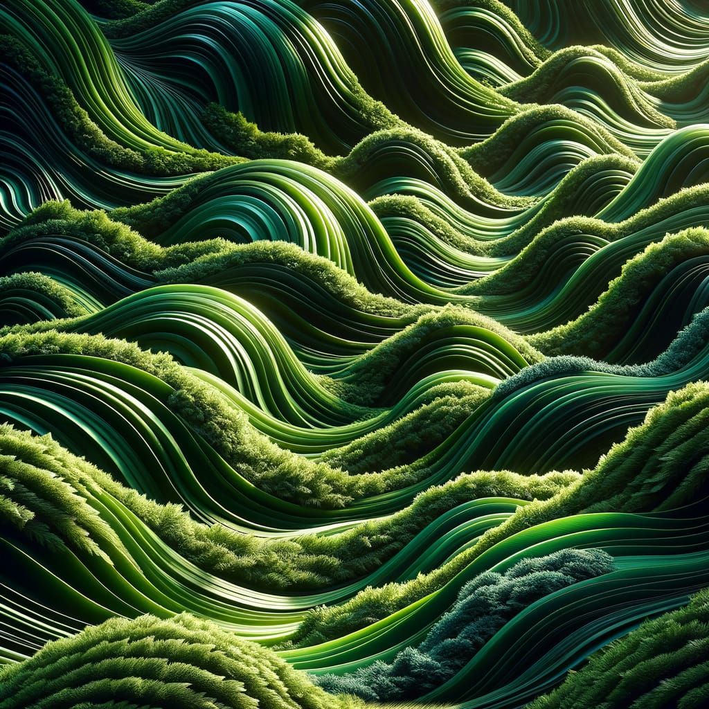 Lush Green Undulating Foliage in Vibrant Emerald Hues