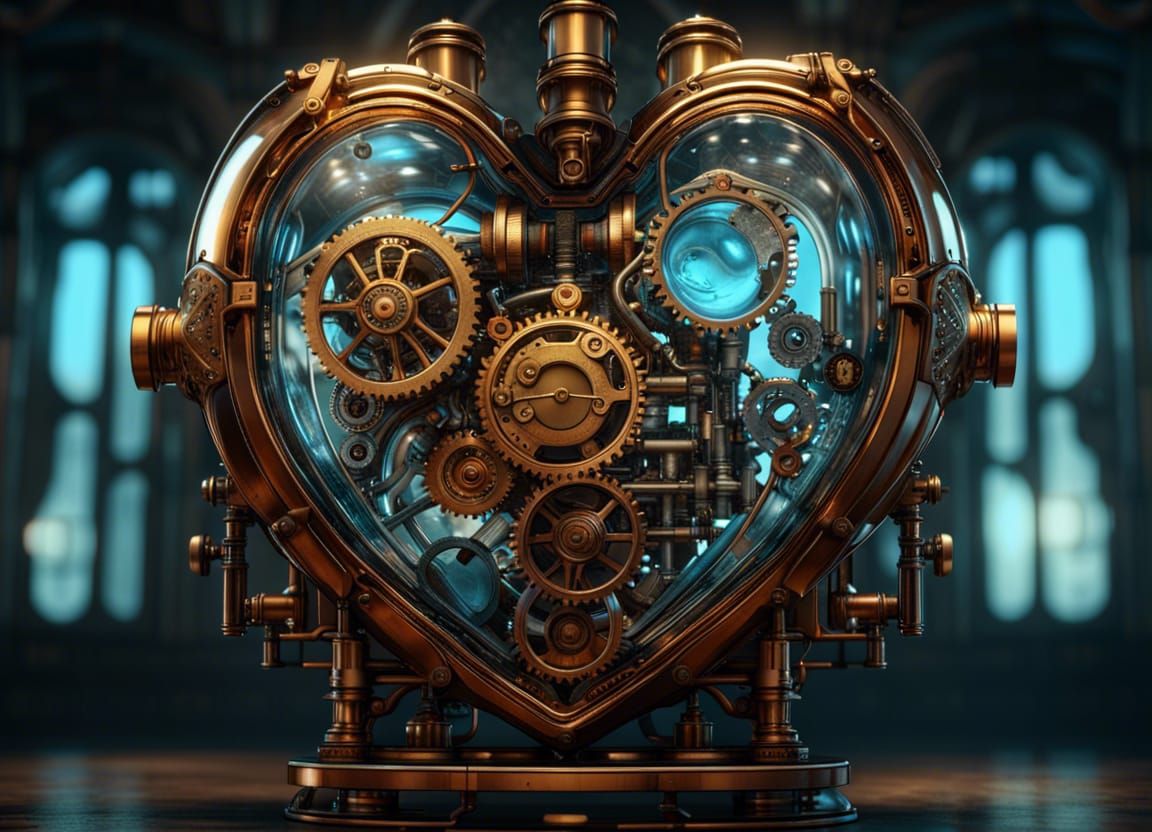 Steampunk Glass Heart Machinery in Unreal Engine