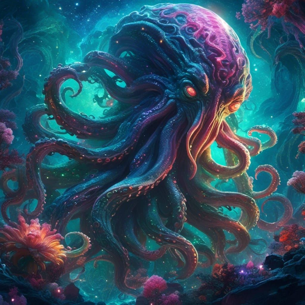 Cosmic Cthulhu Rises in Surreal Digital Art