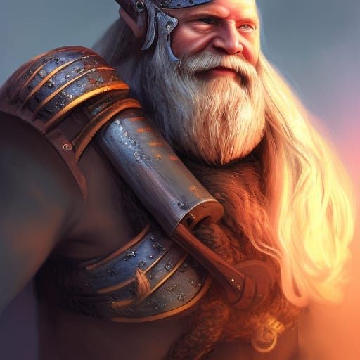Viking Warrior with Hammer in Hyperrealistic Style