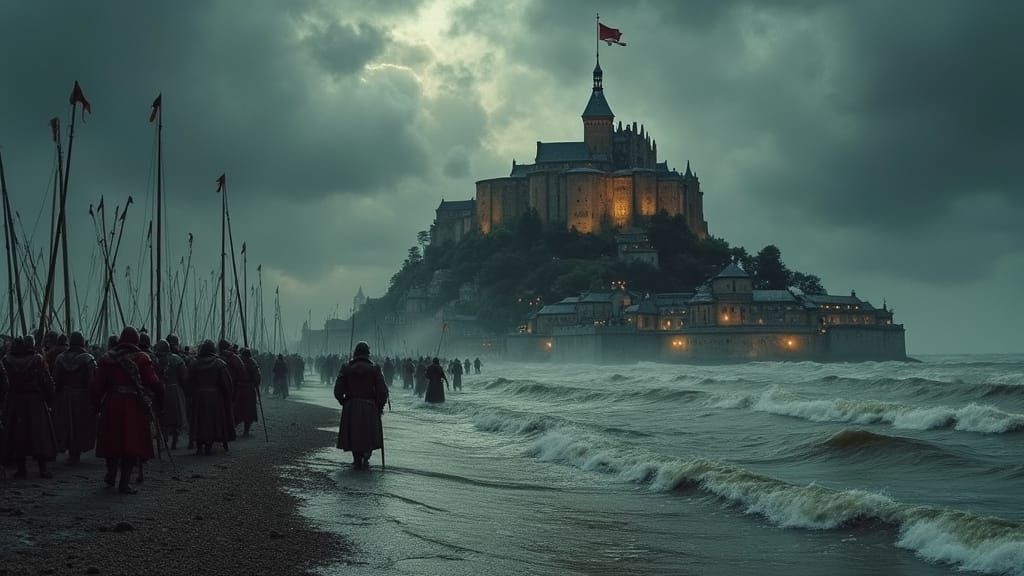 Mont Saint-Michel Siege in Dark Moody Palette