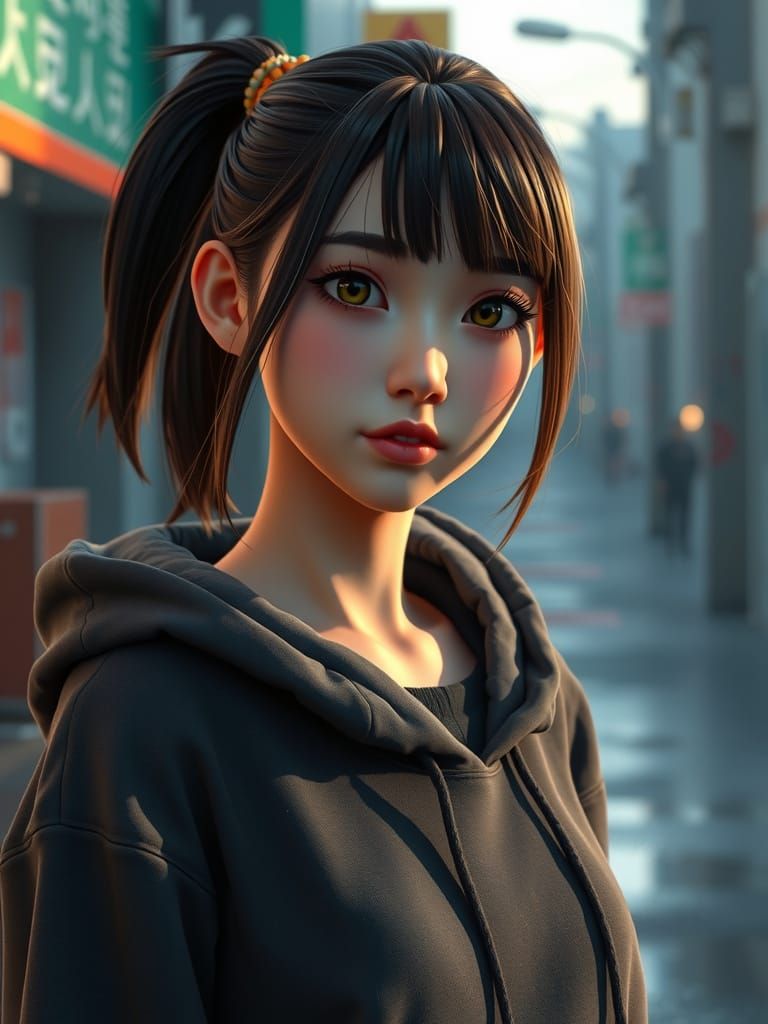 Ami Yamato Portrait in 3D Game Cinematic Style