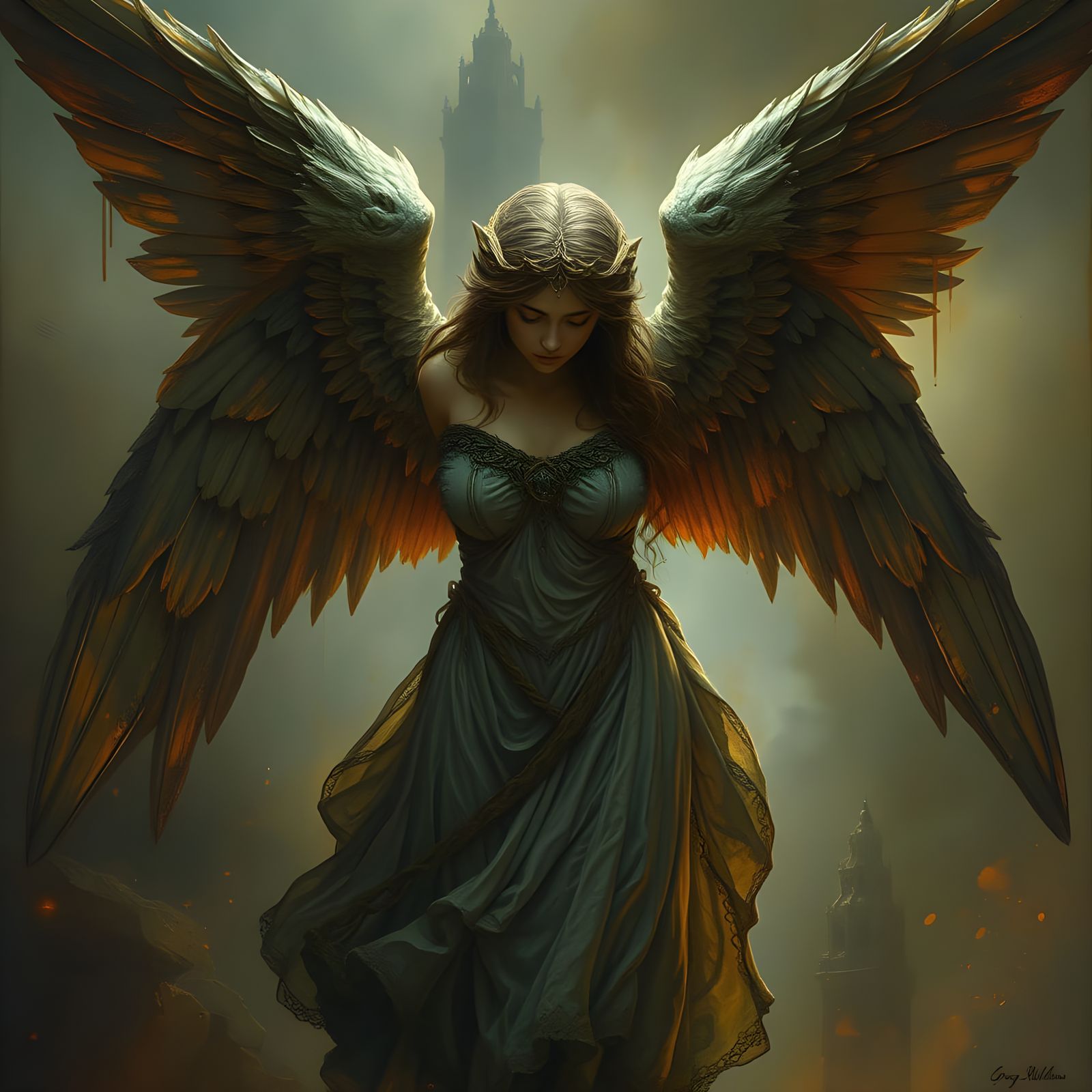 Ethereal Horror Angel in Intricate Detail