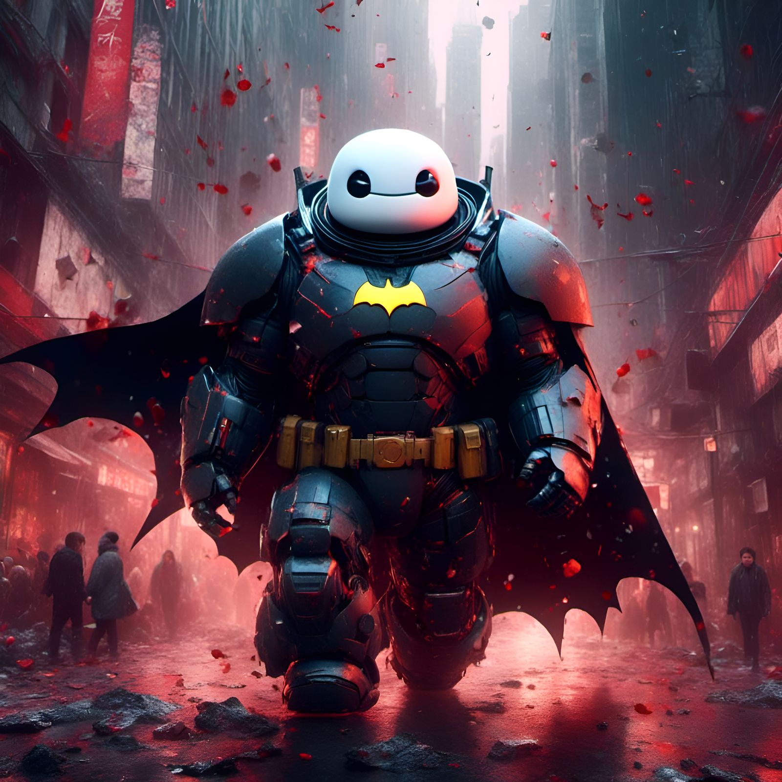 Baymax as Batman: A Macabre-Cute Portrait