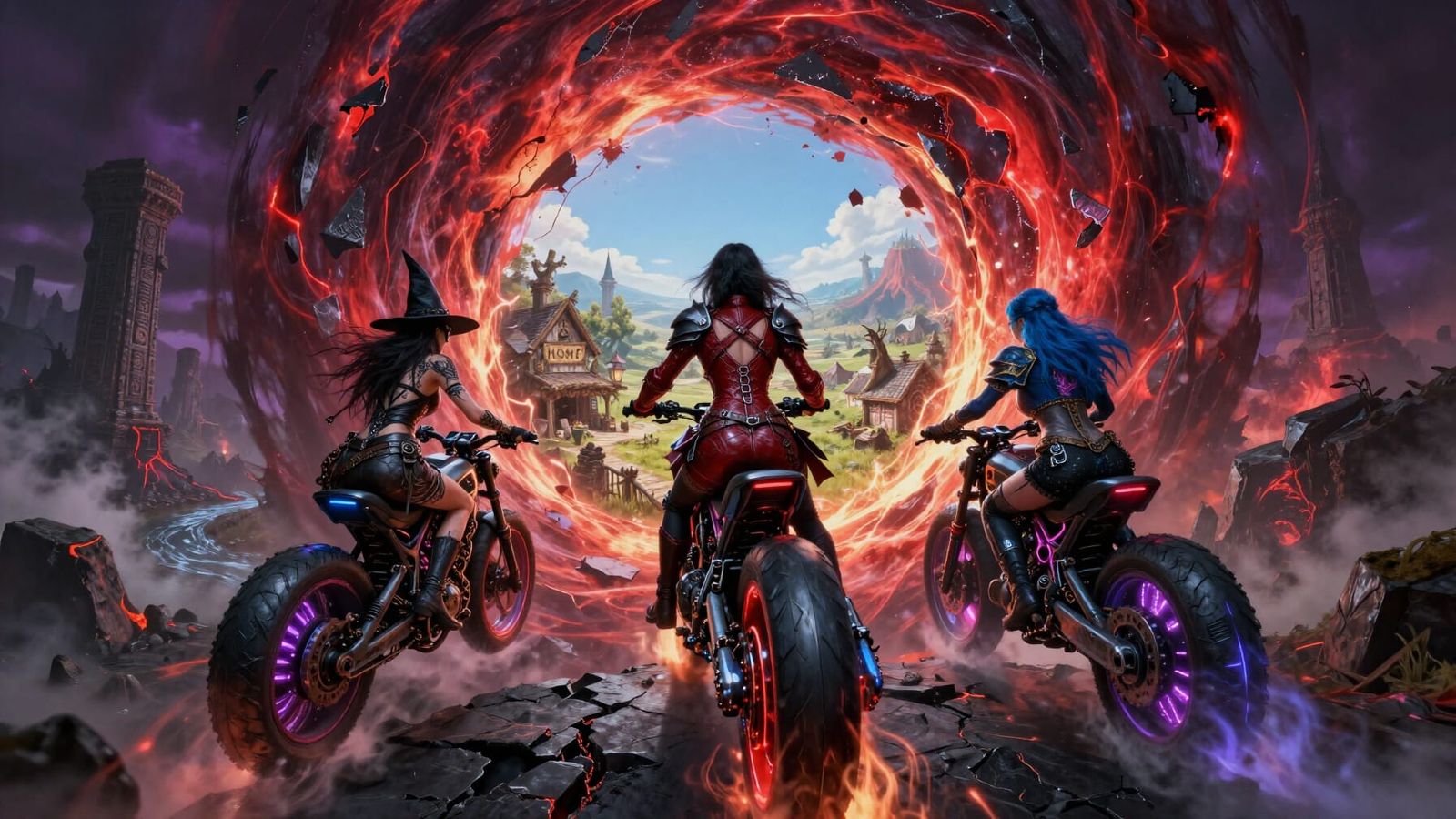 Grimdark Fantasy Escape to a Peaceful Village Portal