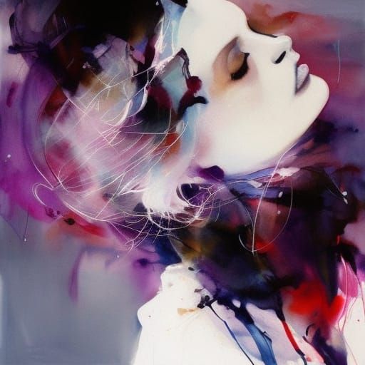 Watercolor Cat Portrait by Agnes Cecile Style