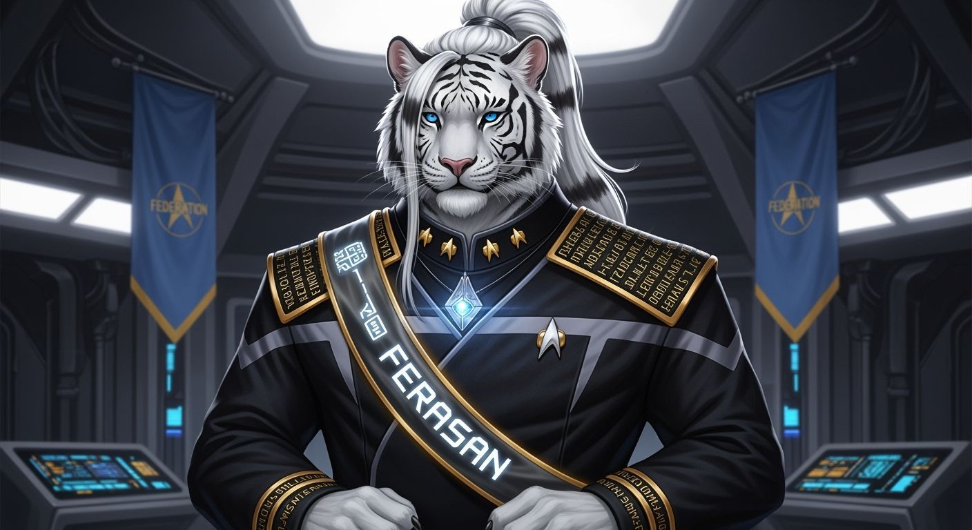 Regal Ferasan in Starfleet Uniform, Sci-Fi Anime Style