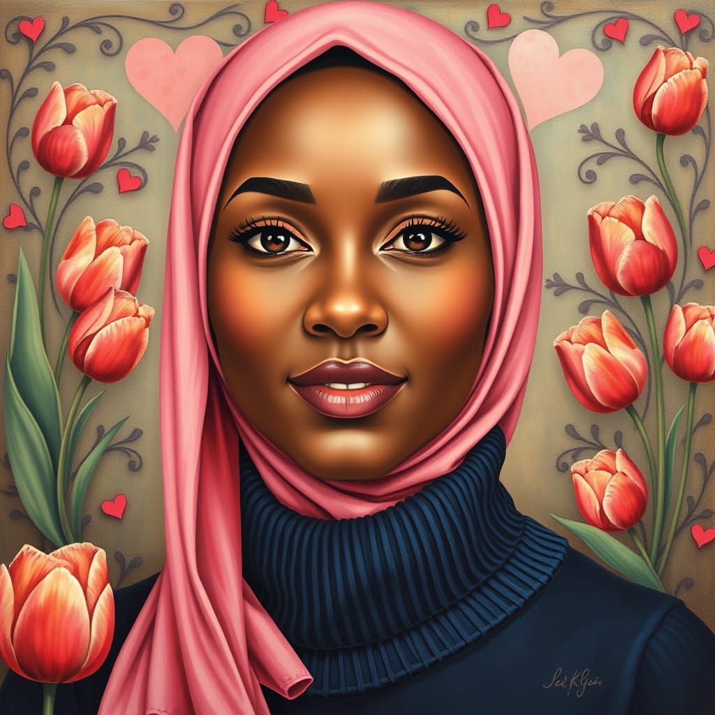 Stunning Portrait of an African Woman in Traditional Hijab,...