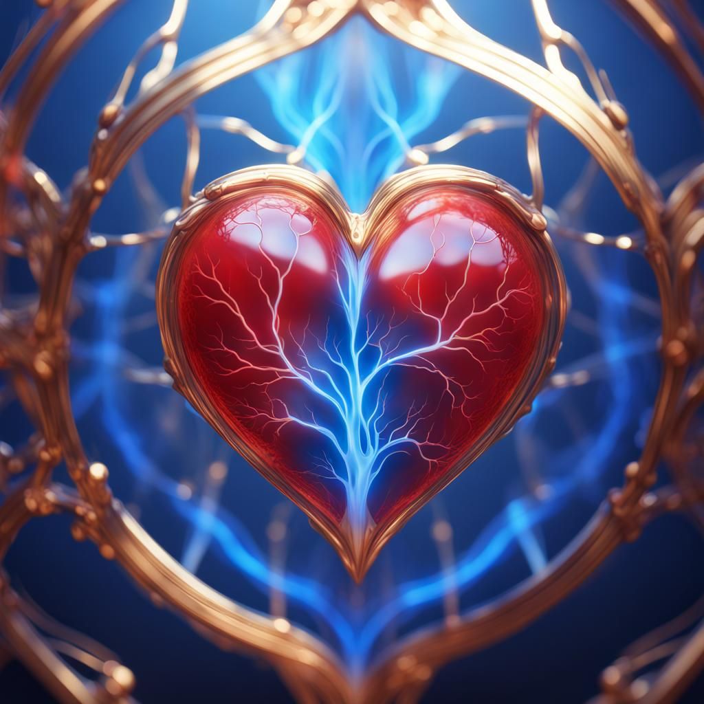 Translucent Heart Radiating Light, Digital Matte Painting