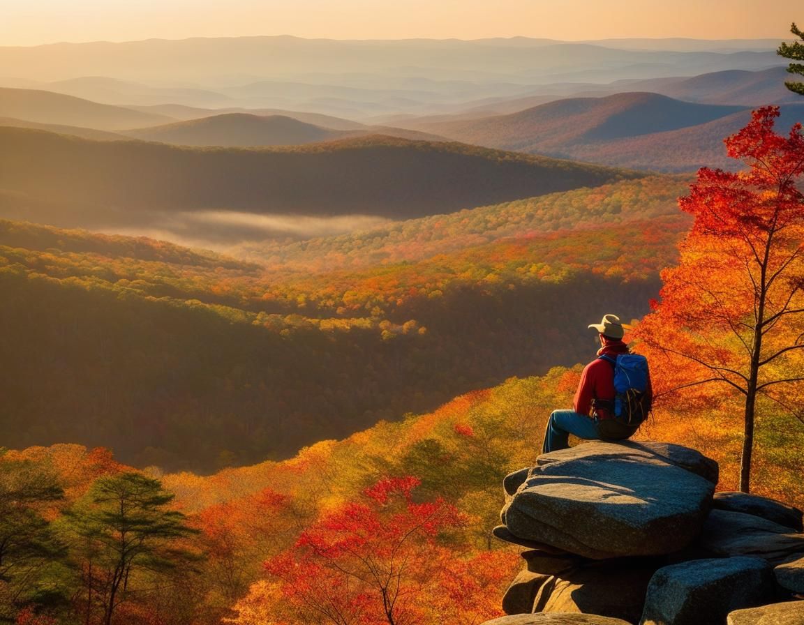 Autumnal Hiker in Shenandoah National Park