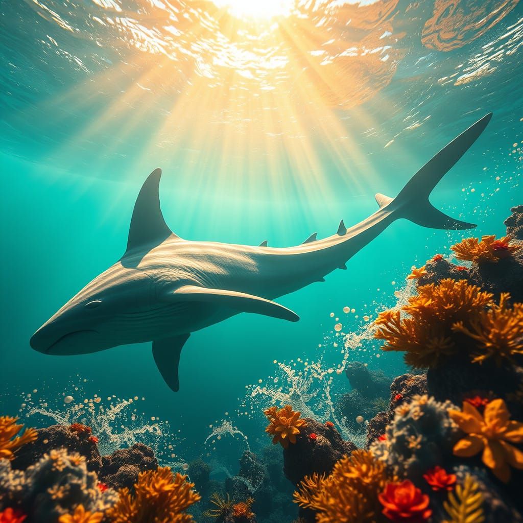 Megalodon Glides in Tropical Paradise