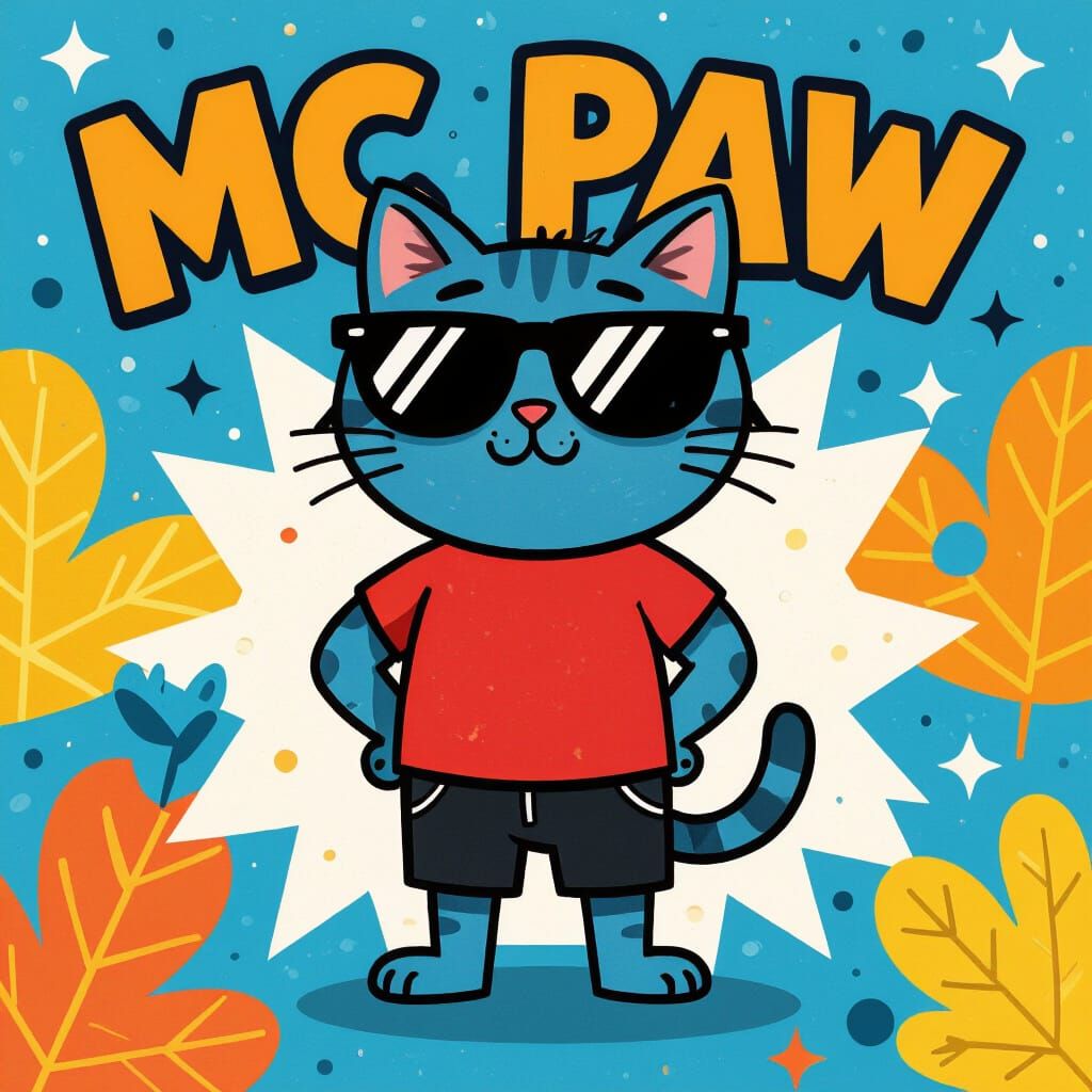 Cool Cartoon Cat Character in Sunglasses
