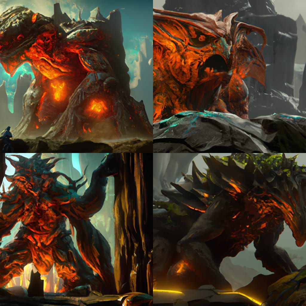 Dark Fantasy Lava Rock Monster Concept Art