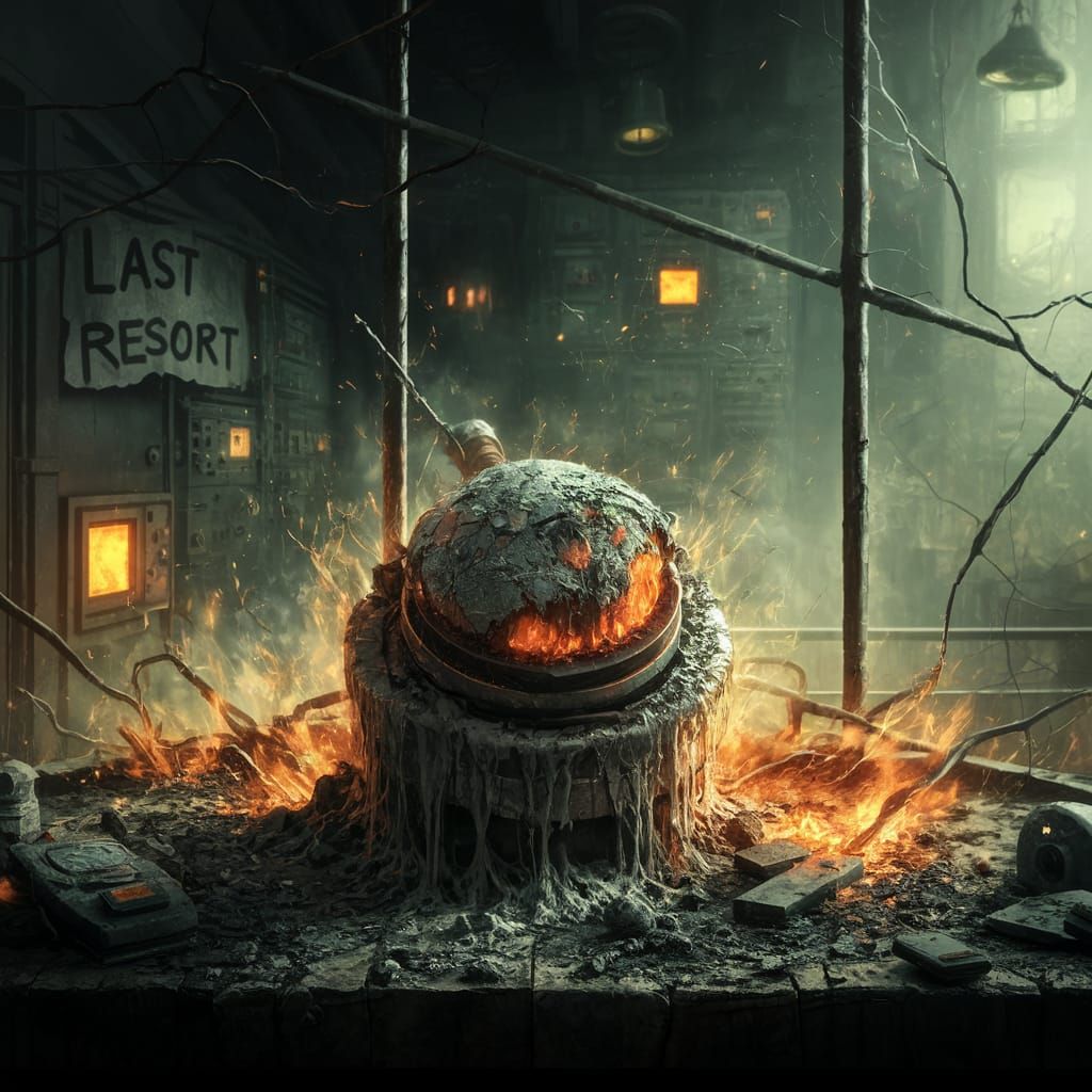 Ash-Covered Control Room in Desolate Post-Apocalyptic Wastel...