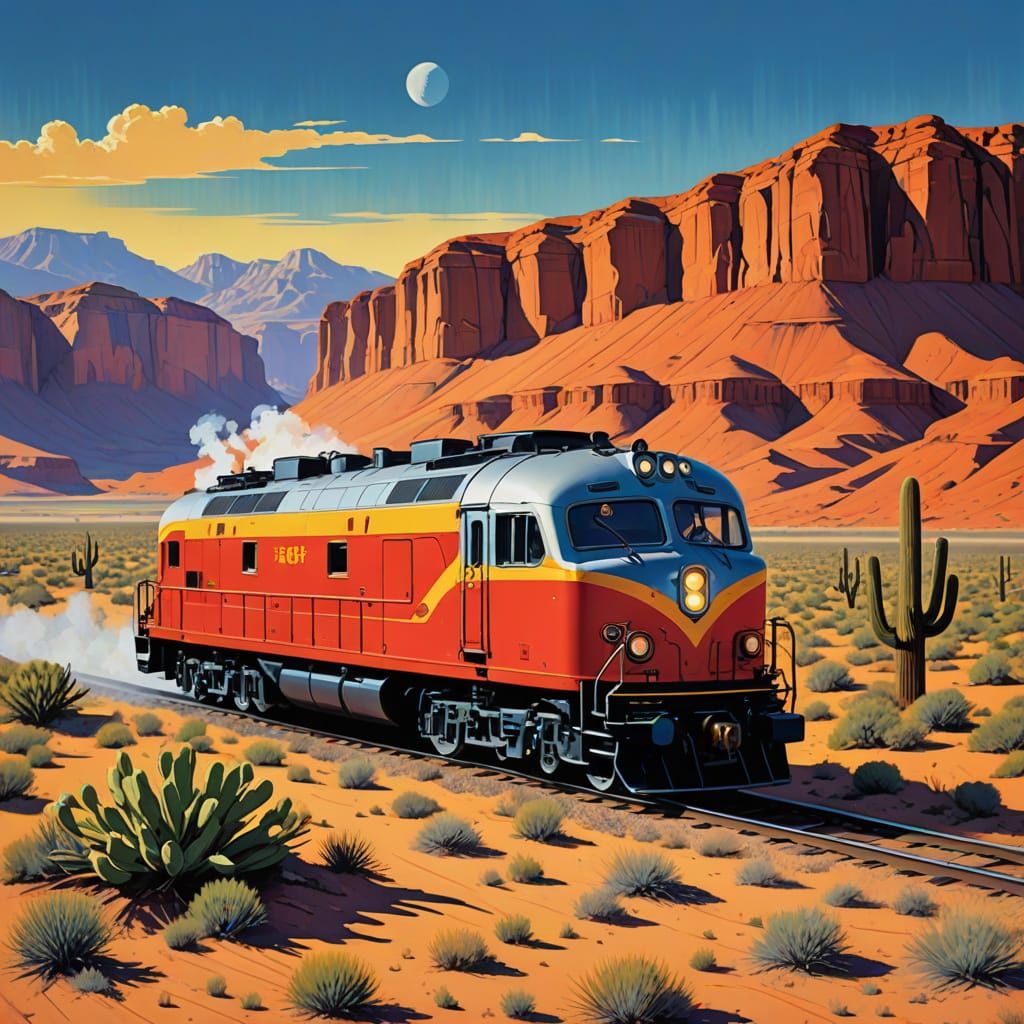 Vintage Diesel Locomotive Speeds Across the Texas Desert