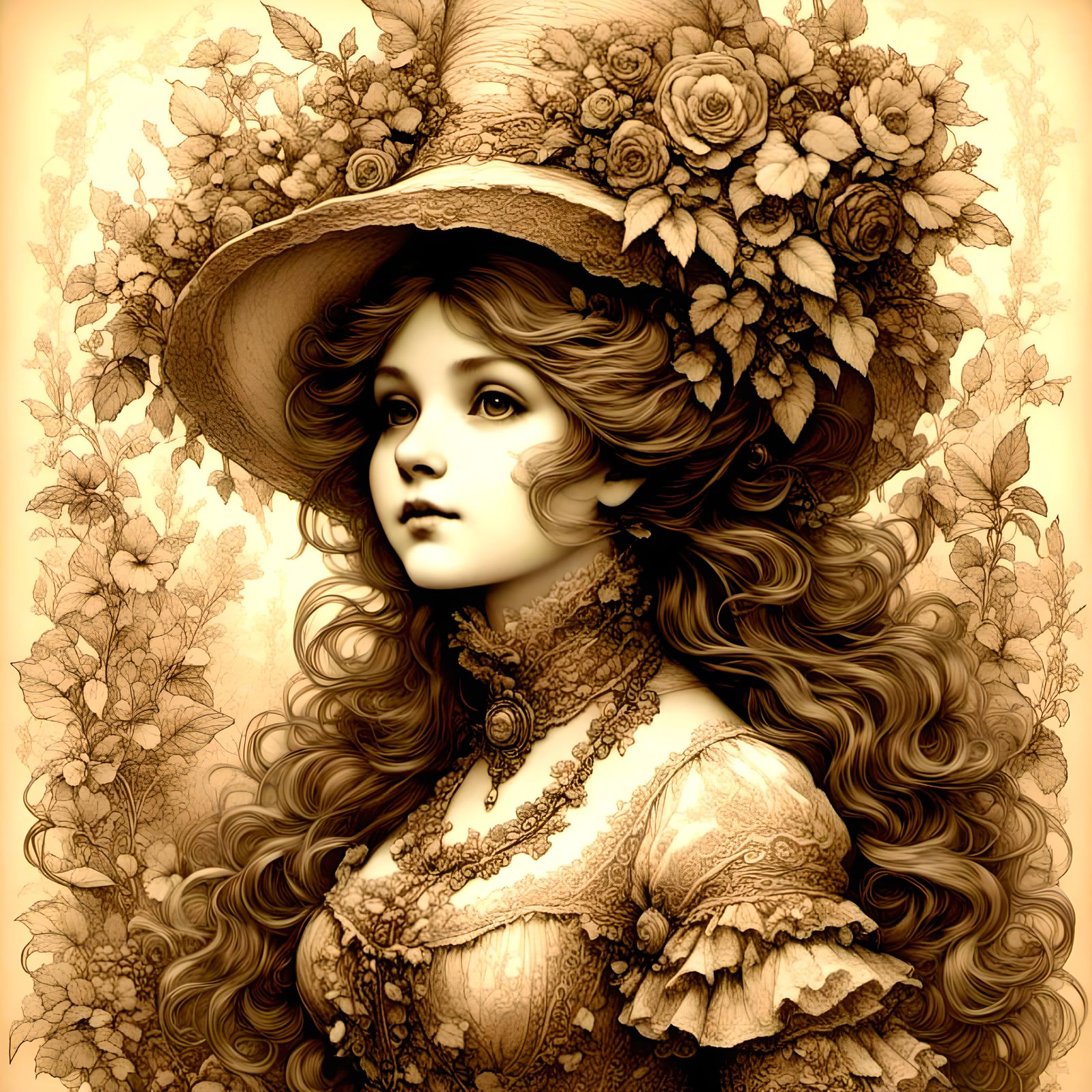 Ultradetailed Beautiful Victorian lady, detailed background ...