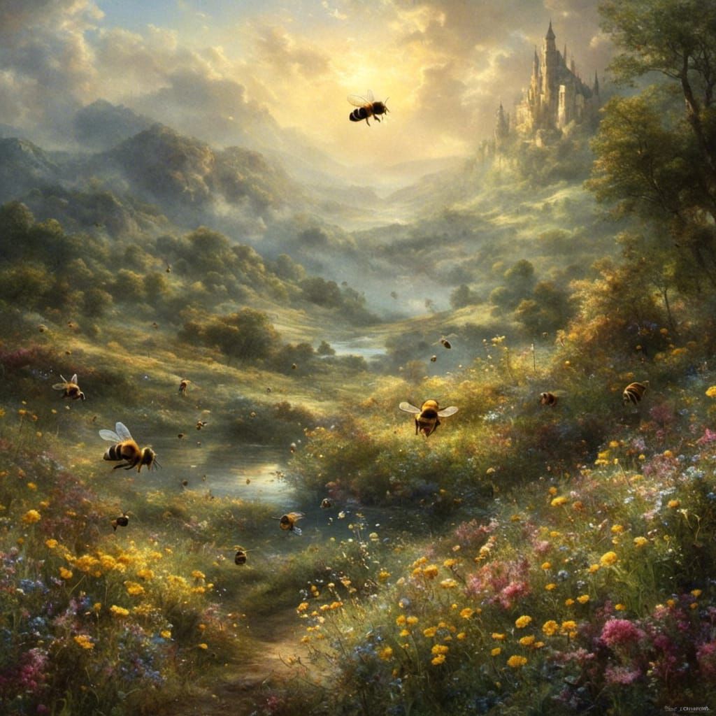 Fantasy Bees in a Light, Magical Style