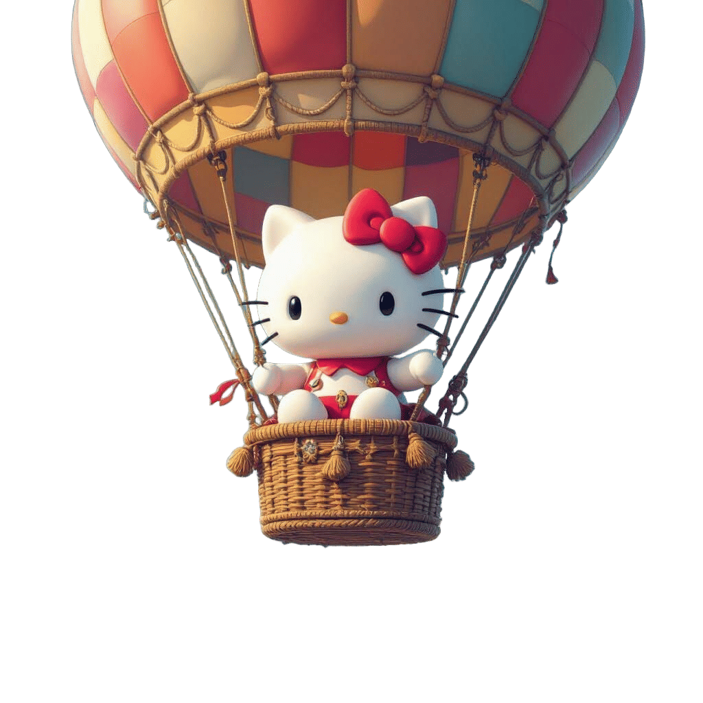 Hello Kitty in Hot Air Balloon Fantasy Art