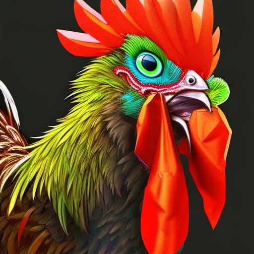 Angry Rooster with Sunglasses in Hyperrealistic Splash Art