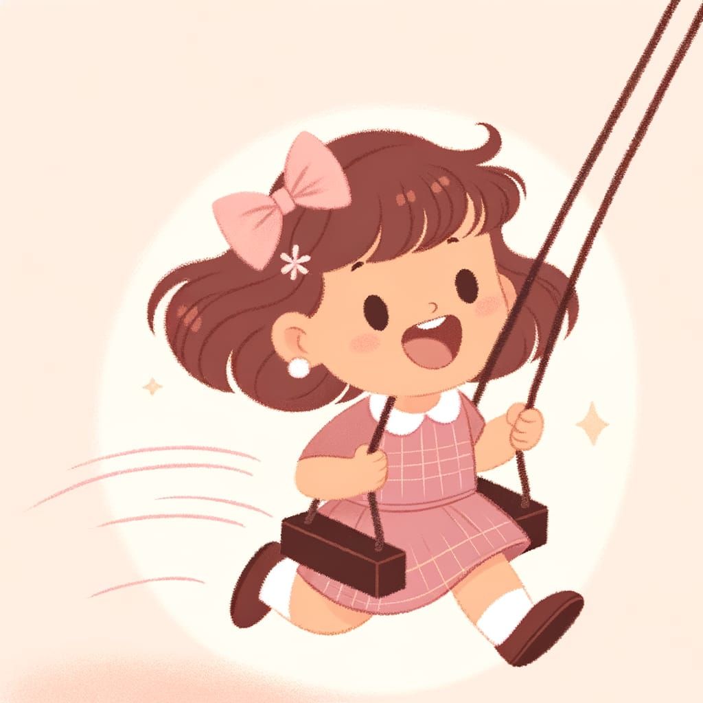 Young Girl on a Swing with Pink Bow